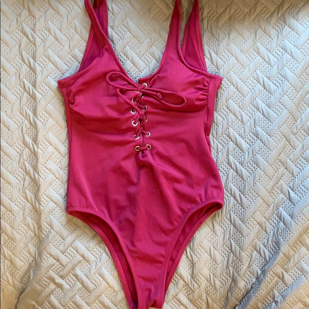 California Waves Mauve One-Piece Bathing Suit - Picture 1 of 3